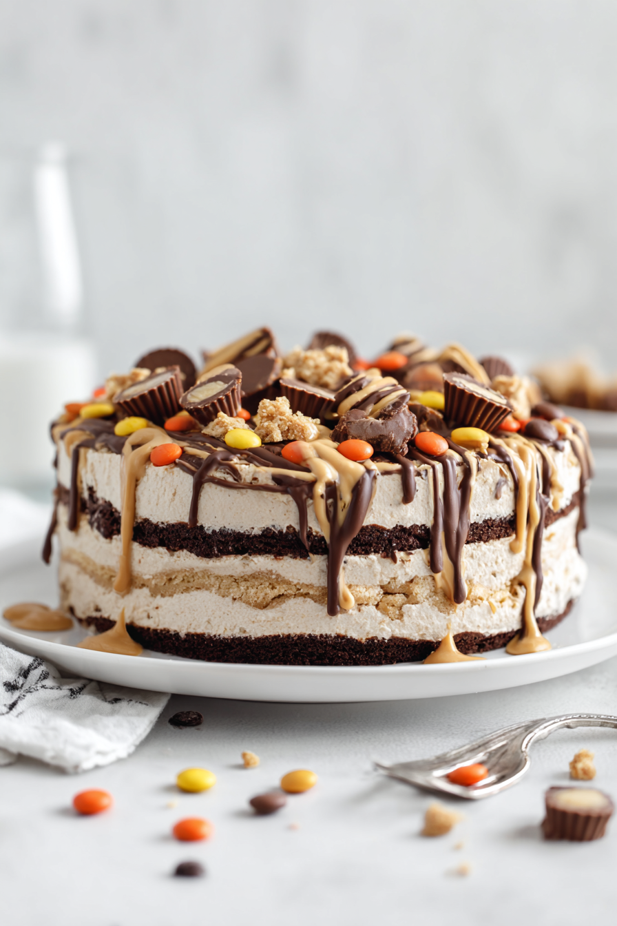 Chocolate Peanut Butter Lasagna finished dish