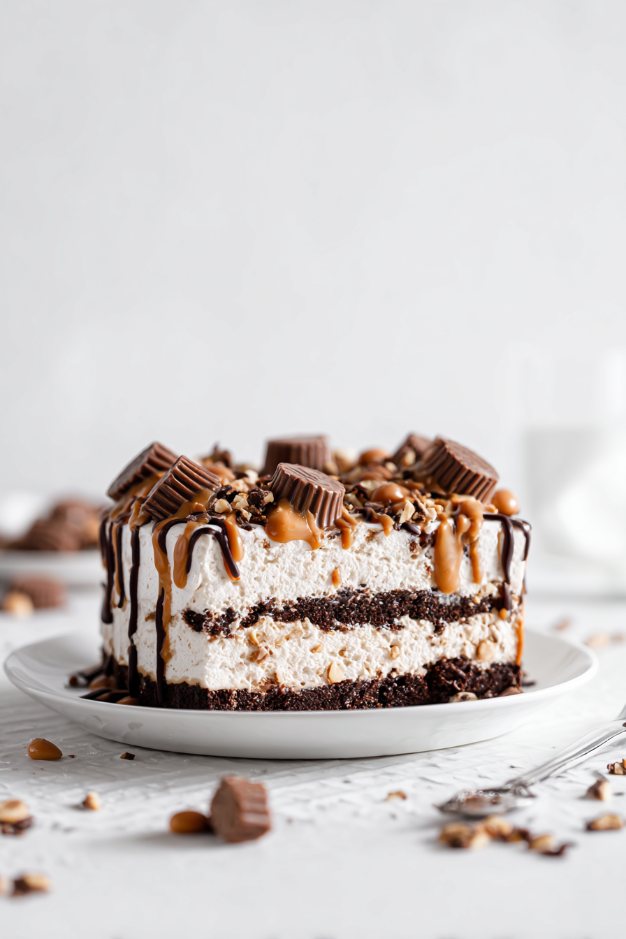 Chocolate Peanut Butter Lasagna finished dish